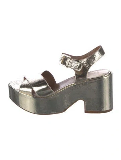 Pre-owned Laurence Dacade Leather Slingback Sandals In Silver