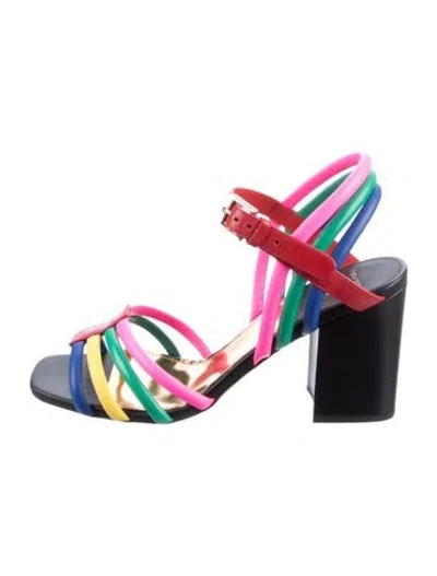 Pre-owned Laurence Dacade Leather Striped Sandals In Red