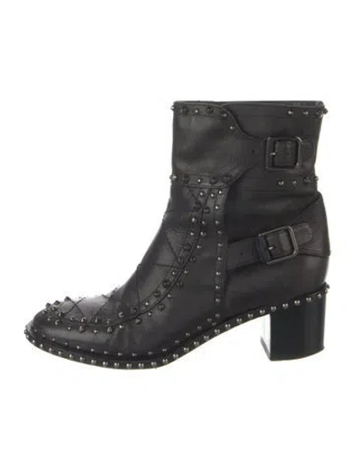 Pre-owned Laurence Dacade Leather Studded Accents Boots In Black