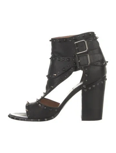 Pre-owned Laurence Dacade Leather Studded Accents Gladiator Sandals In Black