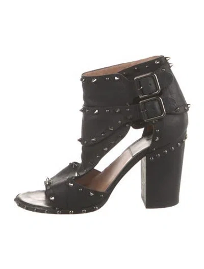Pre-owned Laurence Dacade Leather Studded Accents Gladiator Sandals In Black