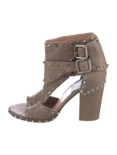 Pre-owned Laurence Dacade Leather Studded Accents Gladiator Sandals In Neutral