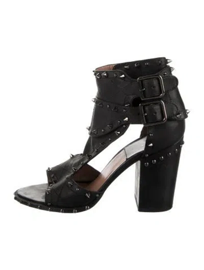 Pre-owned Laurence Dacade Leather Studded Accents Sandals In Black