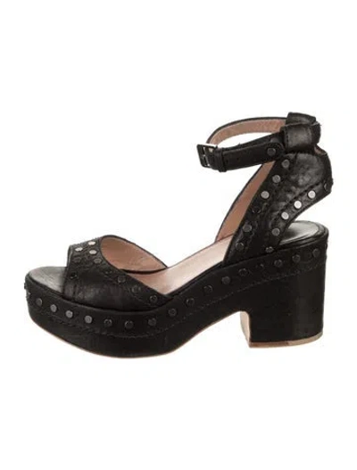 Pre-owned Laurence Dacade Leather Studded Accents Sandals In Black
