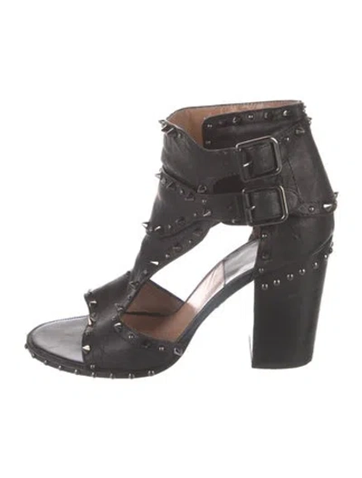 Pre-owned Laurence Dacade Leather Studded Accents Sandals In Black