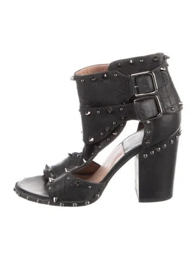 Pre-owned Laurence Dacade Leather Studded Accents Sandals In Black