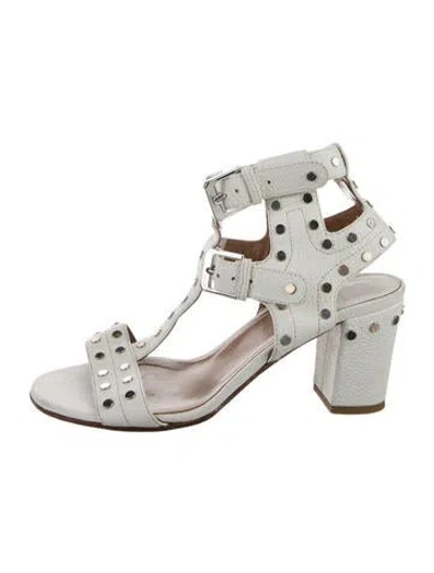 Pre-owned Laurence Dacade Leather Studded Accents Sandals In White