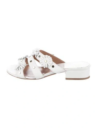 Pre-owned Laurence Dacade Leather Studded Accents Slides In White