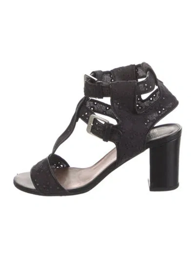 Pre-owned Laurence Dacade Leather T-strap Sandals In Black