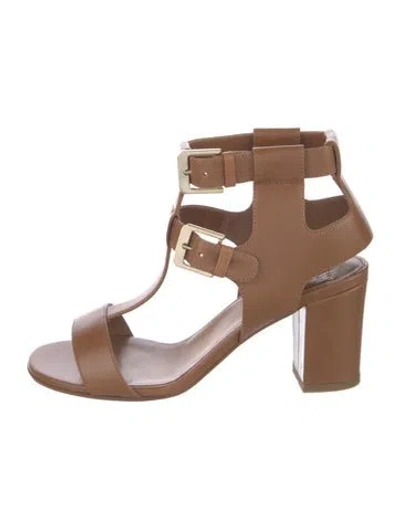 Pre-owned Laurence Dacade Leather T-strap Sandals In Brown
