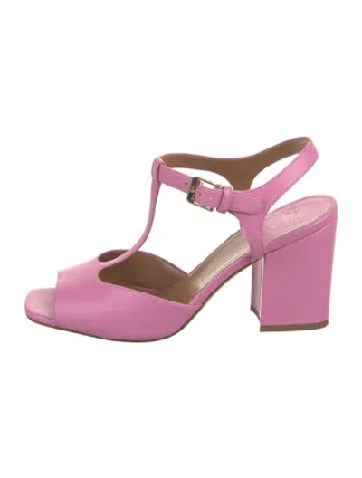 Pre-owned Laurence Dacade Leather T-strap Sandals In Pink