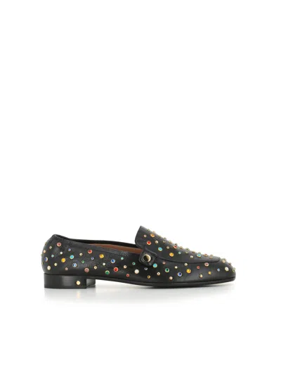 Laurence Dacade Crystal-embellished Leather Loafers In Multicolor