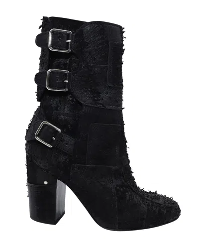 Laurence Dacade Merli Ankle Booths In Black Distressed Calfskin Leather