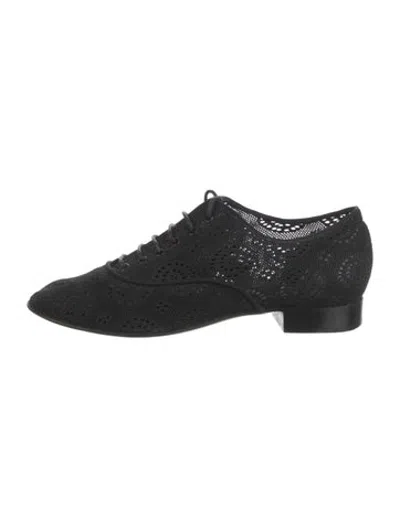 Pre-owned Laurence Dacade Mesh Lace Pattern Oxfords In Black