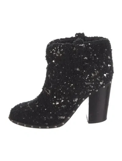 Pre-owned Laurence Dacade Patterned Studded Accents Boots In Black/metallic