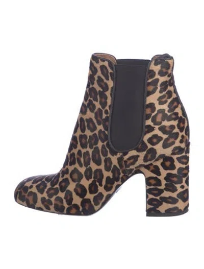 Pre-owned Laurence Dacade Ponyhair Animal Print Chelsea Boots In Brown