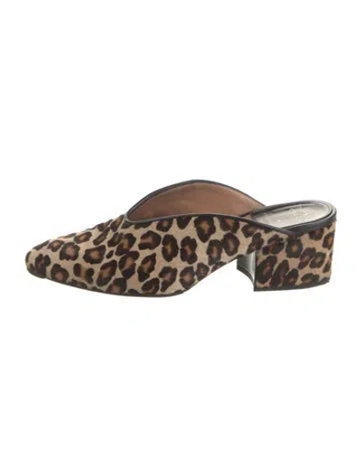 Pre-owned Laurence Dacade Ponyhair Animal Print Mules In Neutral