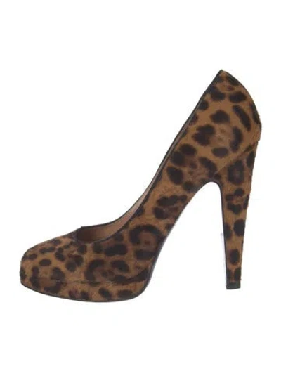 Pre-owned Laurence Dacade Ponyhair Animal Print Pumps In Brown