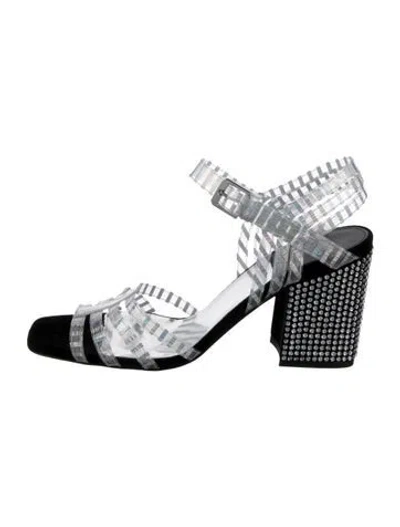 Pre-owned Laurence Dacade Pvc Crystal Embellishments Sandals In Silver
