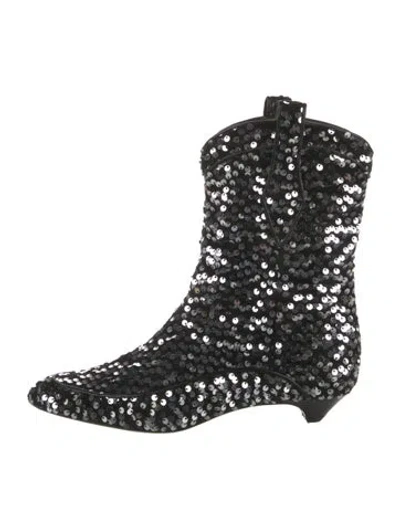 Pre-owned Laurence Dacade Sequins Sequin Embellishments Western Boots In Black