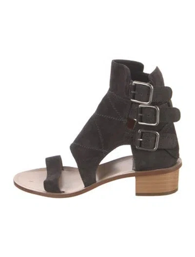 Pre-owned Laurence Dacade Suede Gladiator Sandals In Black