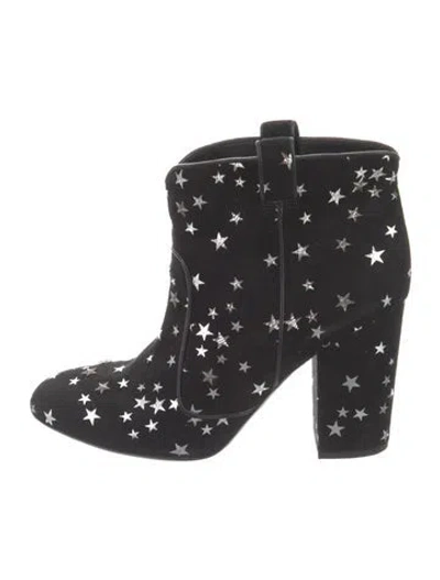 Pre-owned Laurence Dacade Suede Graphic Print Boots In Black