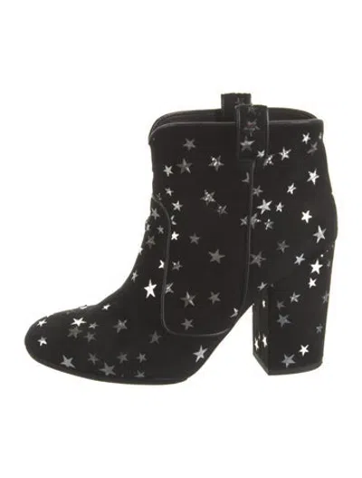 Pre-owned Laurence Dacade Suede Graphic Print Boots In Black