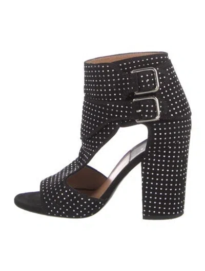 Pre-owned Laurence Dacade Suede Graphic Print Sandals In Black