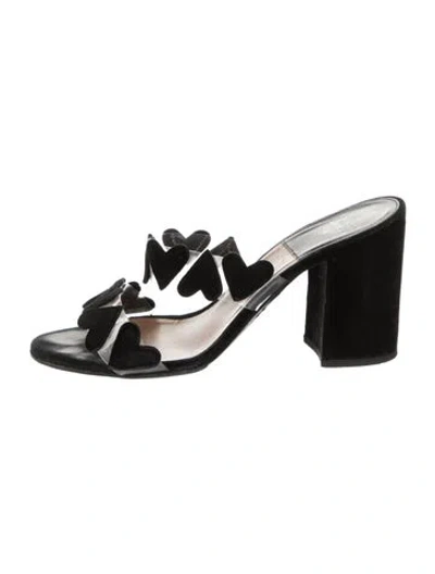 Pre-owned Laurence Dacade Suede Graphic Print Sandals In Black
