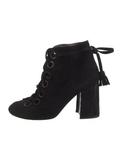 Pre-owned Laurence Dacade Suede Lace-up Boots In Black