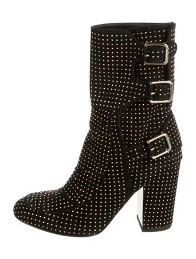 Pre-owned Laurence Dacade Suede Patterned Boots In Black