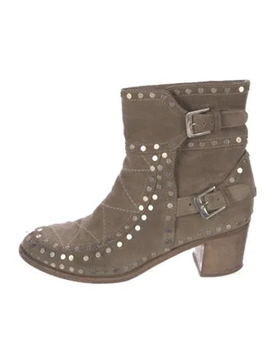 Pre-owned Laurence Dacade Suede Patterned Boots In Grey