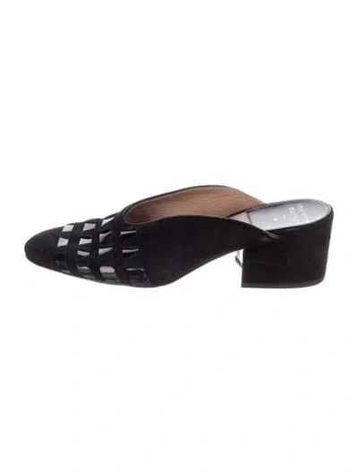 Pre-owned Laurence Dacade Suede Patterned Mules In Blue
