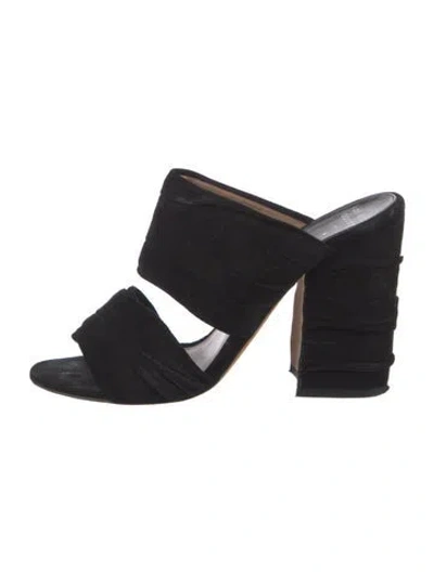 Pre-owned Laurence Dacade Suede Pleated Accents Sandals In Black