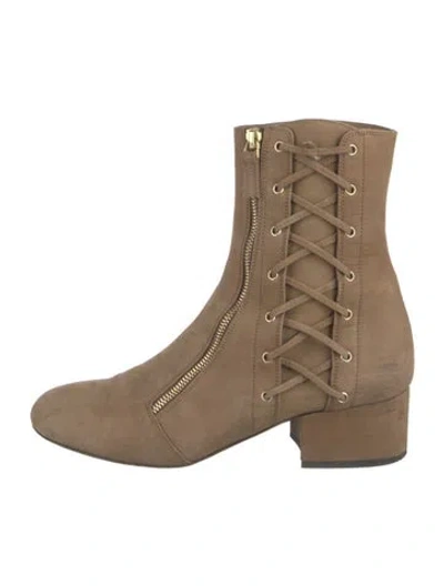 Pre-owned Laurence Dacade Suede Printed Boots In Neutral