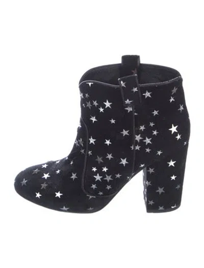 Pre-owned Laurence Dacade Suede Printed Western Boots In Blue