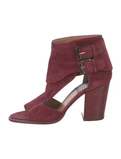 Pre-owned Laurence Dacade Suede Slingback Sandals In Burgundy