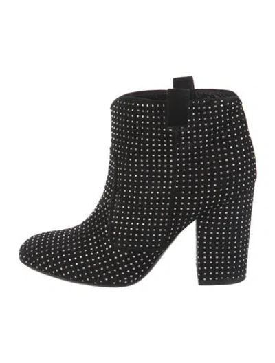 Pre-owned Laurence Dacade Suede Studded Accents Boots In Black