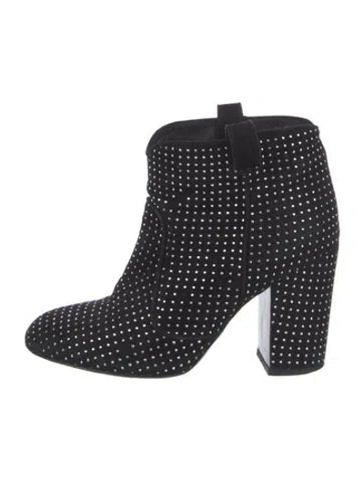 Pre-owned Laurence Dacade Suede Studded Accents Boots In Black
