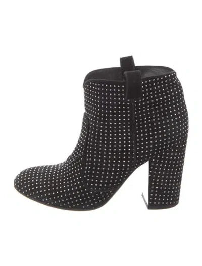 Pre-owned Laurence Dacade Suede Studded Accents Boots In Black