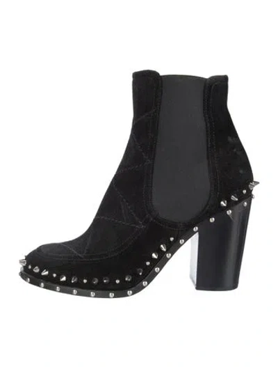 Pre-owned Laurence Dacade Suede Studded Accents Chelsea Boots In Black