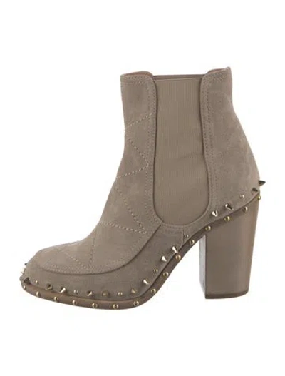 Pre-owned Laurence Dacade Suede Studded Accents Chelsea Boots In Neutral