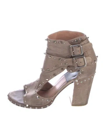 Pre-owned Laurence Dacade Suede Studded Accents Gladiator Sandals In Neutral