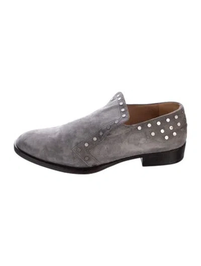 Pre-owned Laurence Dacade Suede Studded Accents Loafers In Gray