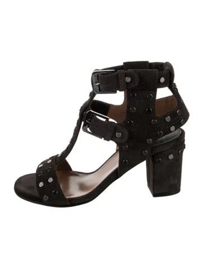 Pre-owned Laurence Dacade Suede Studded Accents Sandals In Grey