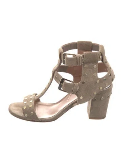 Pre-owned Laurence Dacade Suede Studded Accents Sandals In Neutrals