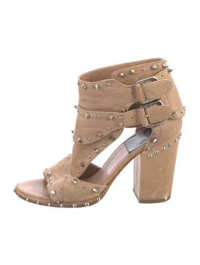 Pre-owned Laurence Dacade Suede Studded Accents Sandals In Neutrals