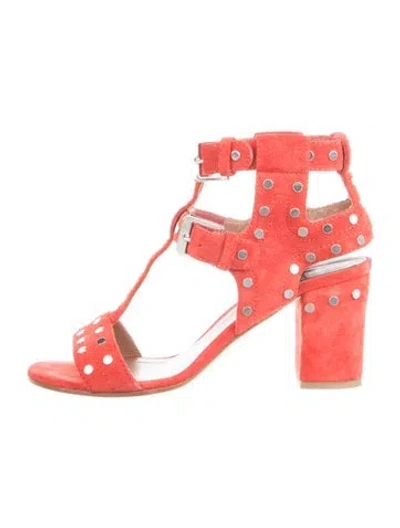 Pre-owned Laurence Dacade Suede Studded Accents Sandals In Red