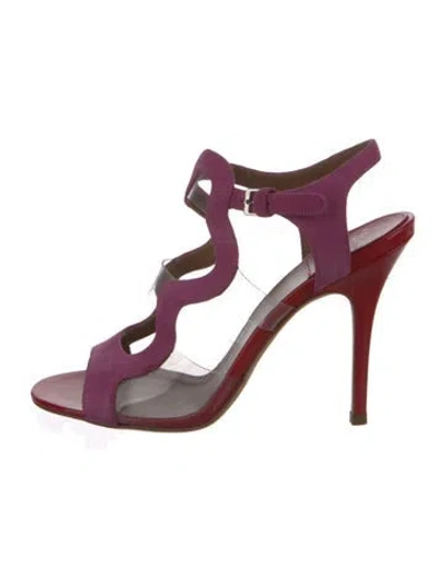 Pre-owned Laurence Dacade Suede T-strap Sandals In Purple