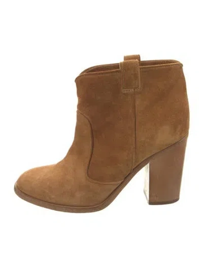 Pre-owned Laurence Dacade Suede Western Boots In Brown